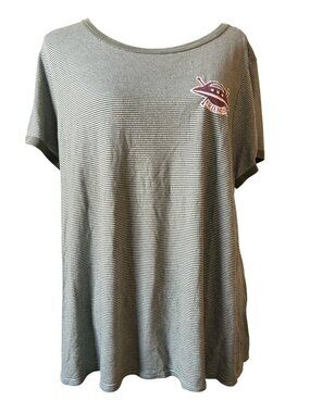 Lovesick by Torrid “Friends” UFO Alien Spaceship striped ringer Tee – Green 2X
